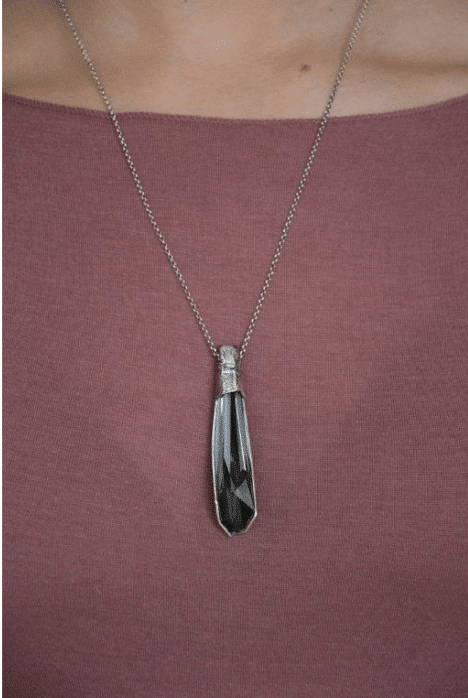 artistic silver necklace inspired with big crystal