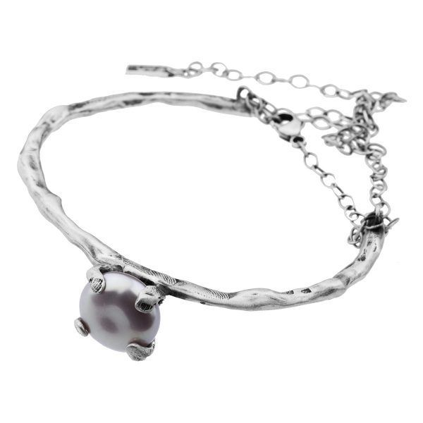 Handmade silver bracelet with pink pearl