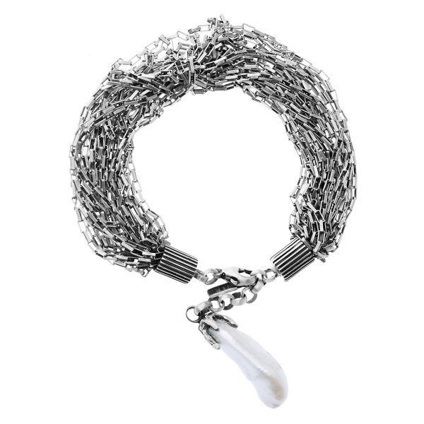 Unique silver bracelet with pearl