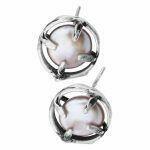 Handmade silver earrings with natural pink pearl