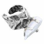 silver handmade ring with asymmetric pearl