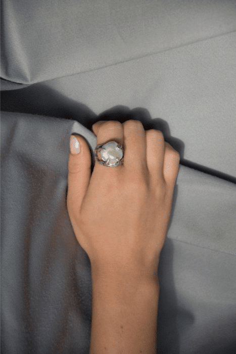 artistic handmade ring with pearl