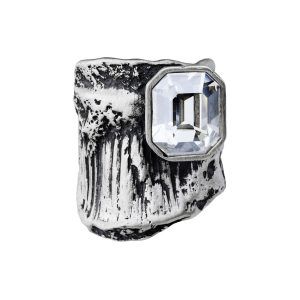 unique silver handmade ring with crystal