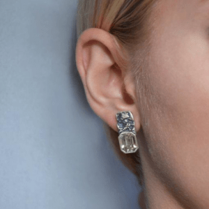 handmade silver earrings with bright crystal