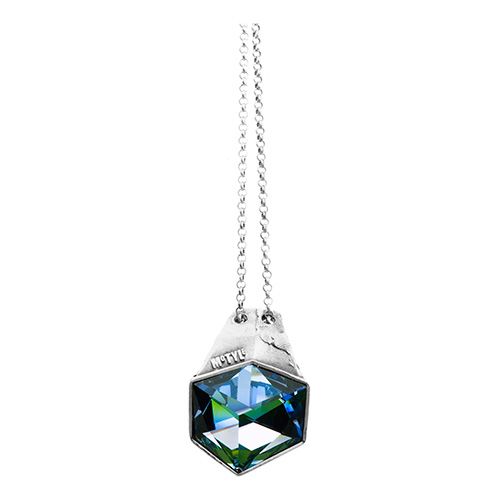 handmade silver necklace with shimmering crystal