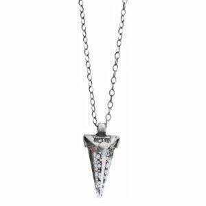 silver necklace with old crystal