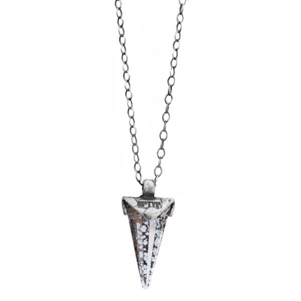 silver necklace with old crystal