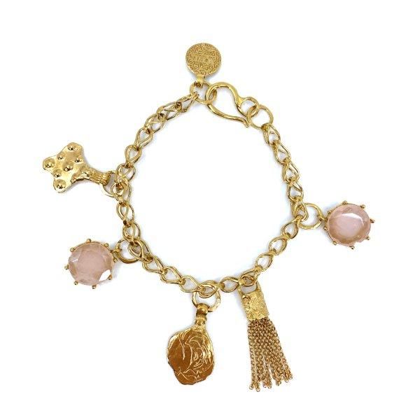 gold plated bracelet with rose quartz