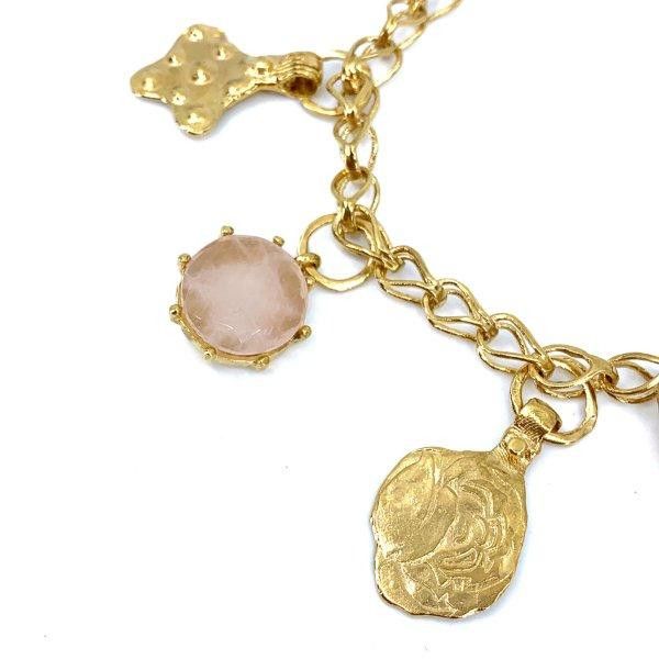 handmade gold plated bracelet with rose quartz