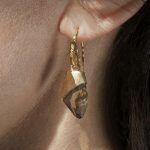 artistic silver earrings on ear