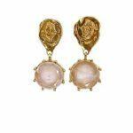 gold plated earrings with rose quartz