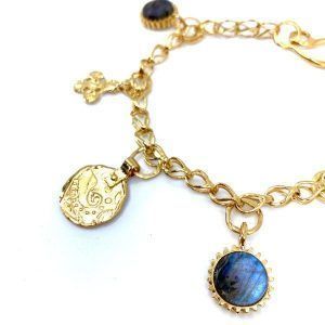 handmade bracelet with natural stones and charms