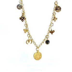 goldplated necklace with labradorite