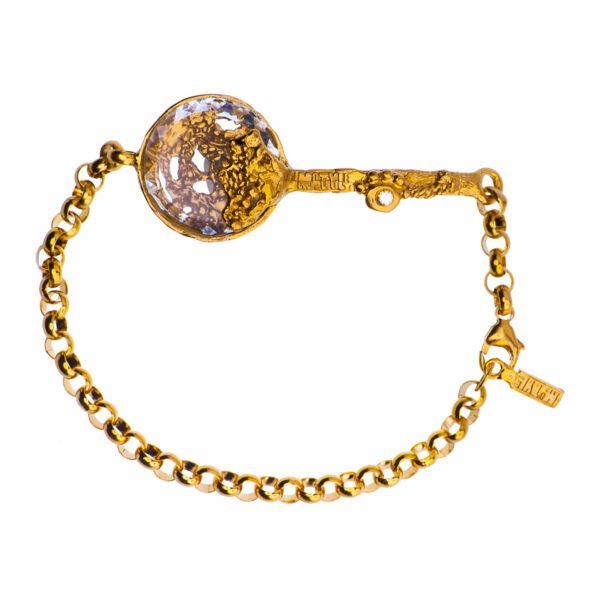 Artistic silver bracelet with crystal