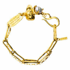 Artistic silver bracelet with natural pearl