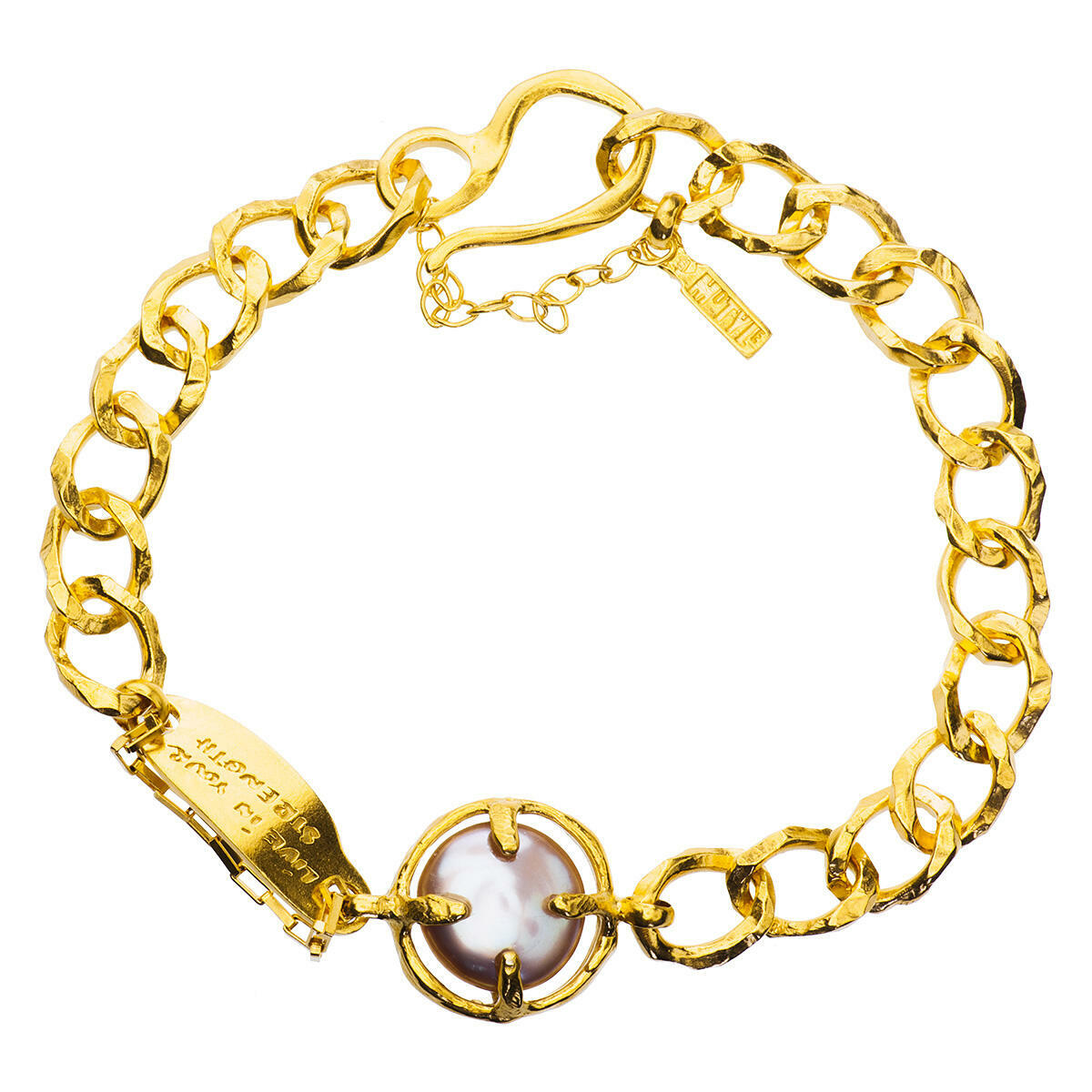 Artisic silver bracelet with natural pink pearl
