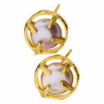Handmade silver earrings with natural pink pearl