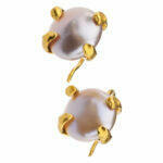 Artistic silver ring with pink pearl