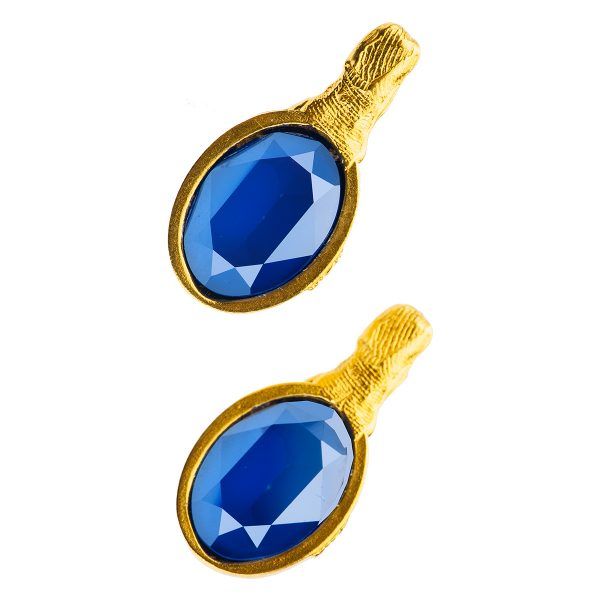 Artistic silver earrings with blue crystal