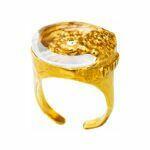 Artistic silver ring with crystal