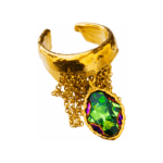 Artistic silver ring with green crystal