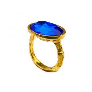 handmade Egyptian ring royal blue crystal