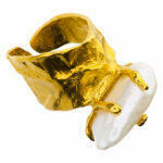 silver handmade ring with asymmetric pearl