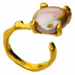 Handmade silver ring with pink pearl