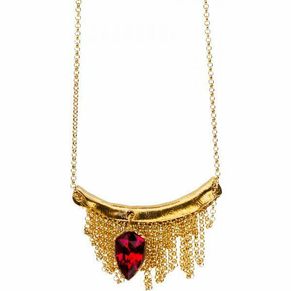 Artisic silver necklace with crystal