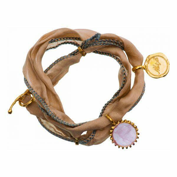 Handmade silk bracelet with natural stone