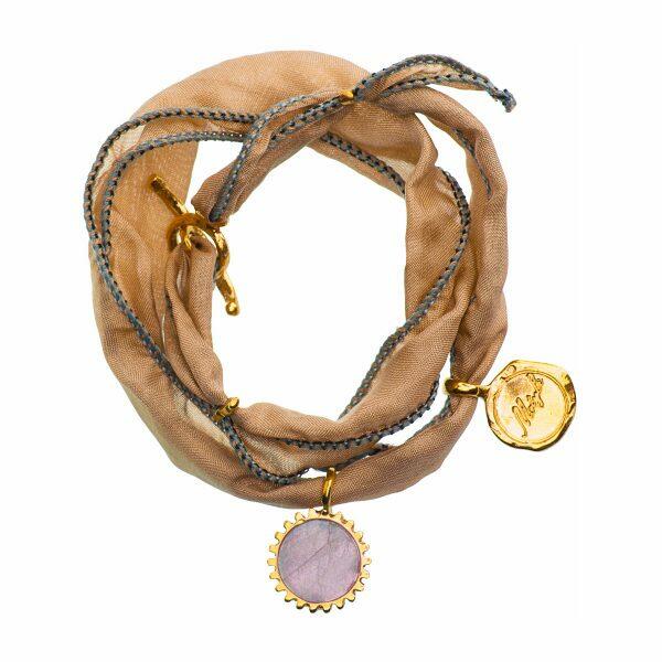 Silk bracelet with natural stone labradorite