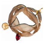 Handmade silk bracelet with red crystal
