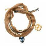 Handmade silk bracelet with blue crystal