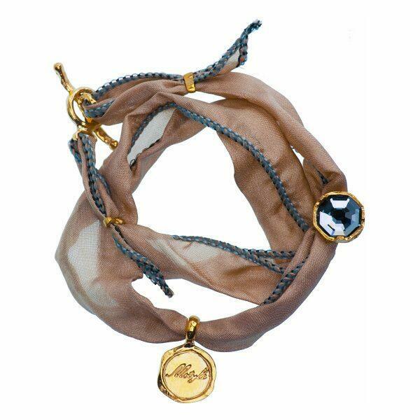 Handmade silk bracelet with silver night crystal