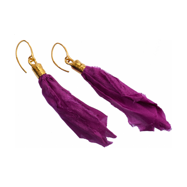 Earrings are made of natural silk