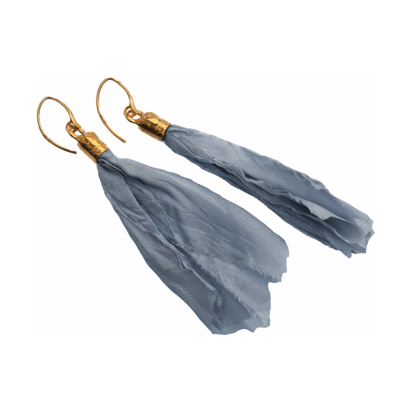 Earrings are made of natural silk