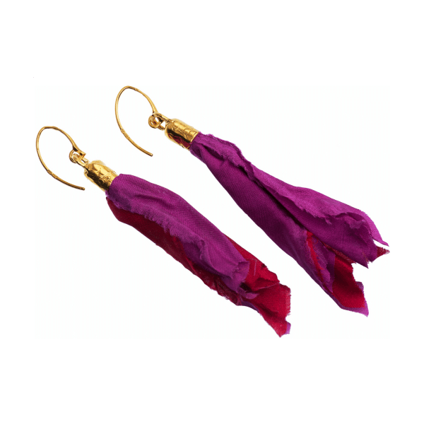 Earrings are made of natural silk