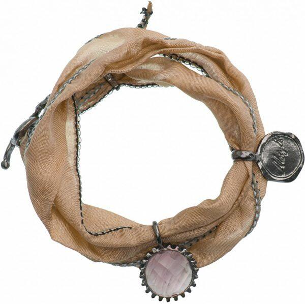 Handmade silk bracelet with natural stone