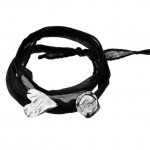 Handamde silk bracelet with charms in heart shape