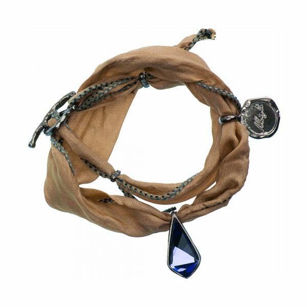 Silk bracelet with violet crystal