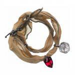 Handmade silk bracelet with red crystal
