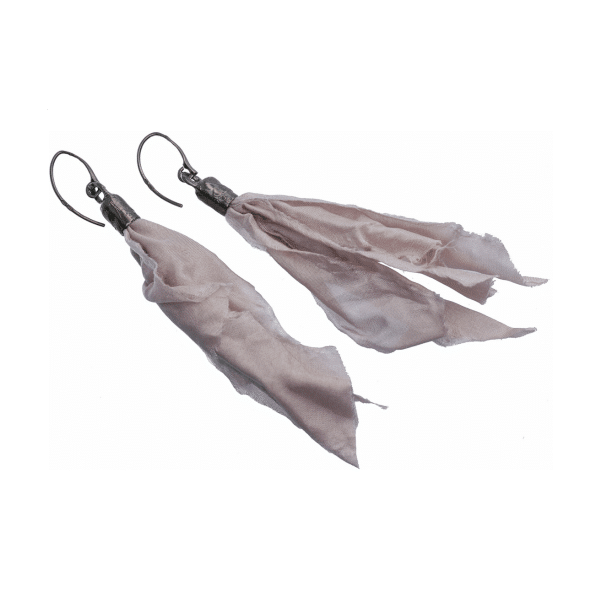 Earrings are made of natural silk