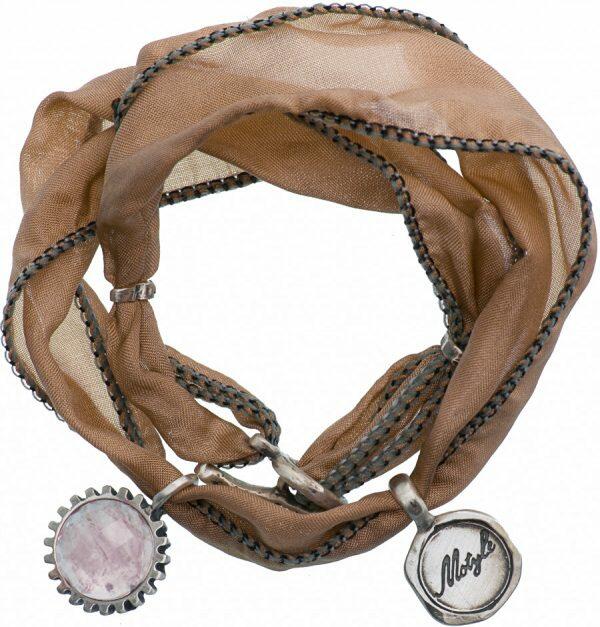 Handmade silk bracelet with natural stone