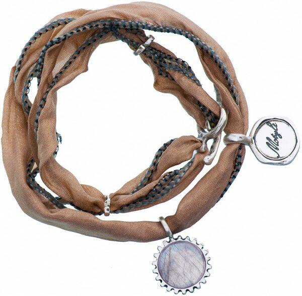 Silk bracelet with natural stone labradorite