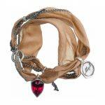 Handmade silk bracelet with red crystal
