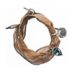 Handmade silk bracelet with blue crystal