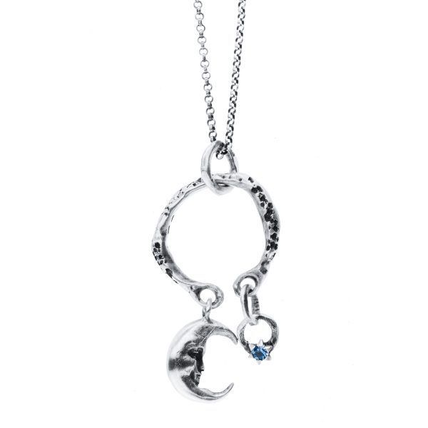 silver necklace with moon