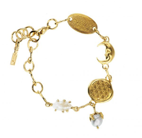 silver bracelet with quartz