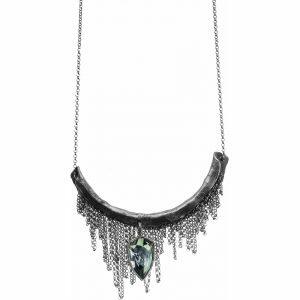 Artisic silver necklace with crystal