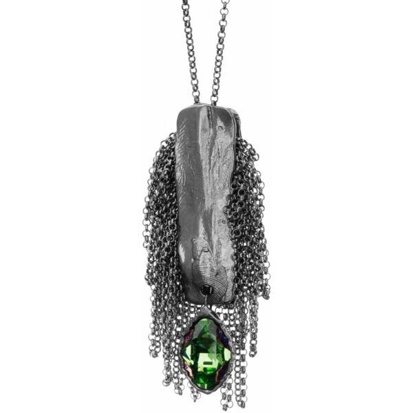 Handmade silver necklace with crystal